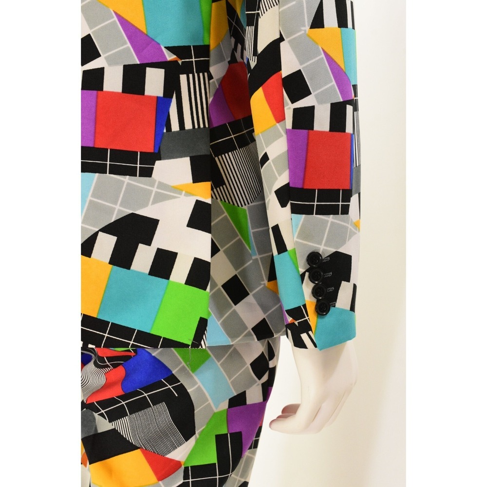 OppoSuits Multi-Color Geometric Suit 2-Button Blazer 42 Flat Front Pants - Picture 4 of 6